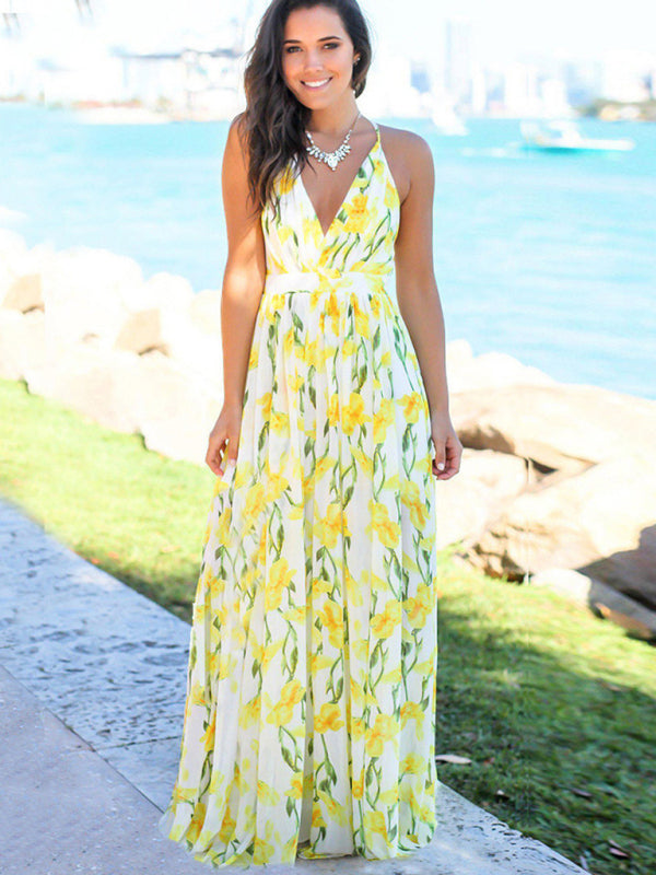 Fashion Sling Print Beach Dress