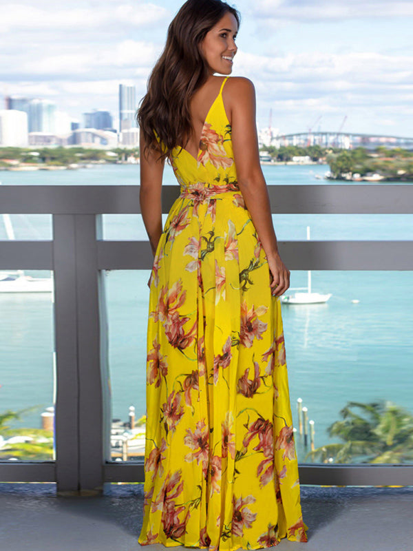 Fashion Sling Print Beach Dress