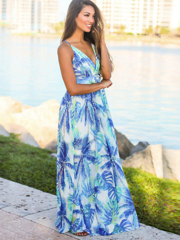 Fashion Sling Print Beach Dress