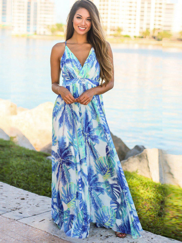 Fashion Sling Print Beach Dress