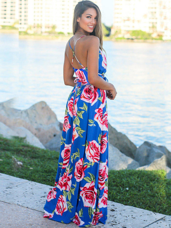 Fashion Sling Print Beach Dress