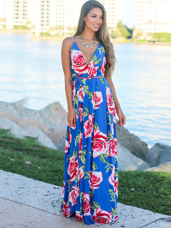 Fashion Sling Print Beach Dress