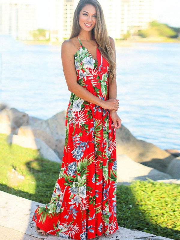 Fashion Sling Print Beach Dress