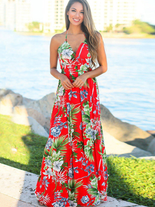 Fashion Sling Print Beach Dress