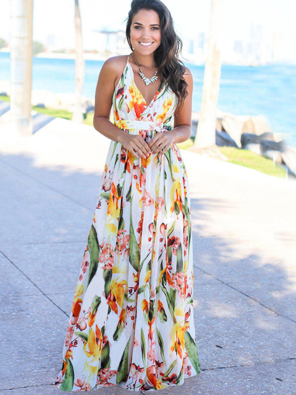 Fashion Sling Print Beach Dress