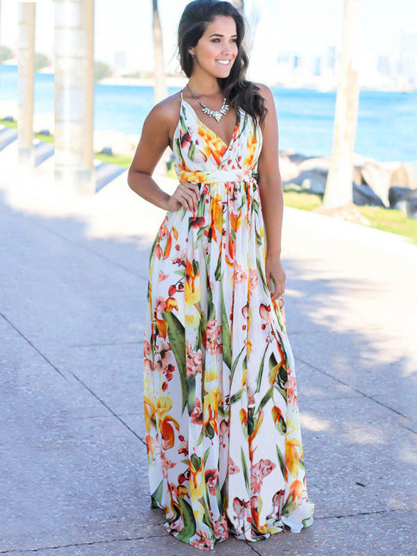 Fashion Sling Print Beach Dress