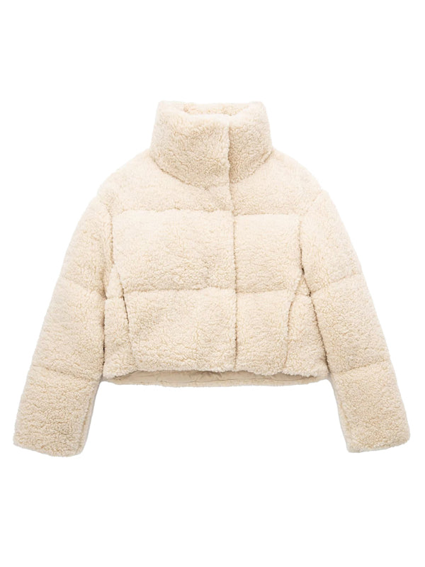 Women's Casual Sherpa Jacket With Slant Pockets