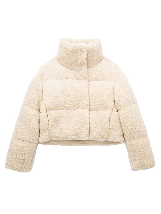 Women's Casual Sherpa Jacket With Slant Pockets