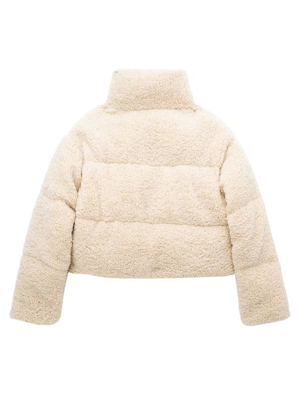 Women's Casual Sherpa Jacket With Slant Pockets