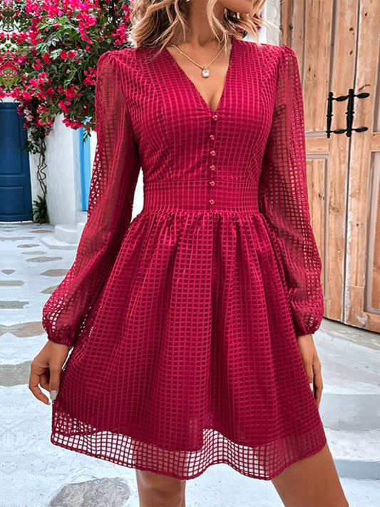 Hollow V-Neck Mini Dress