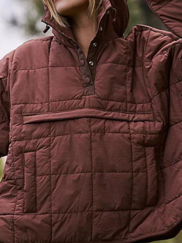 Hooded Cotton Foldable Padded Pocket Jacket