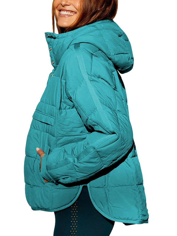 Hooded Cotton Foldable Padded Pocket Jacket