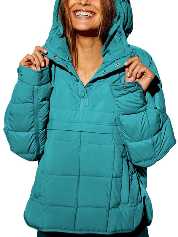 Hooded Cotton Foldable Padded Pocket Jacket