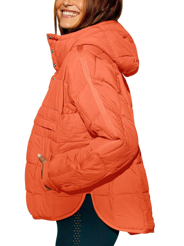 Hooded Cotton Foldable Padded Pocket Jacket