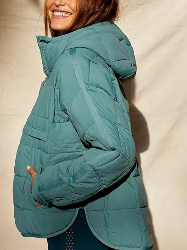 Hooded Cotton Foldable Padded Pocket Jacket