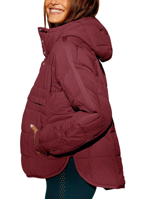 Hooded Cotton Foldable Padded Pocket Jacket