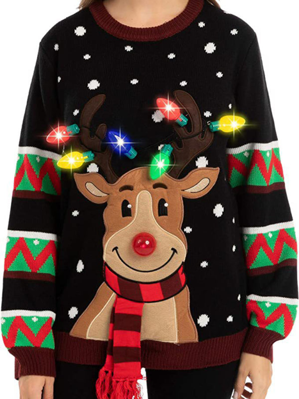 Festive Reindeer LED Christmas Sweater