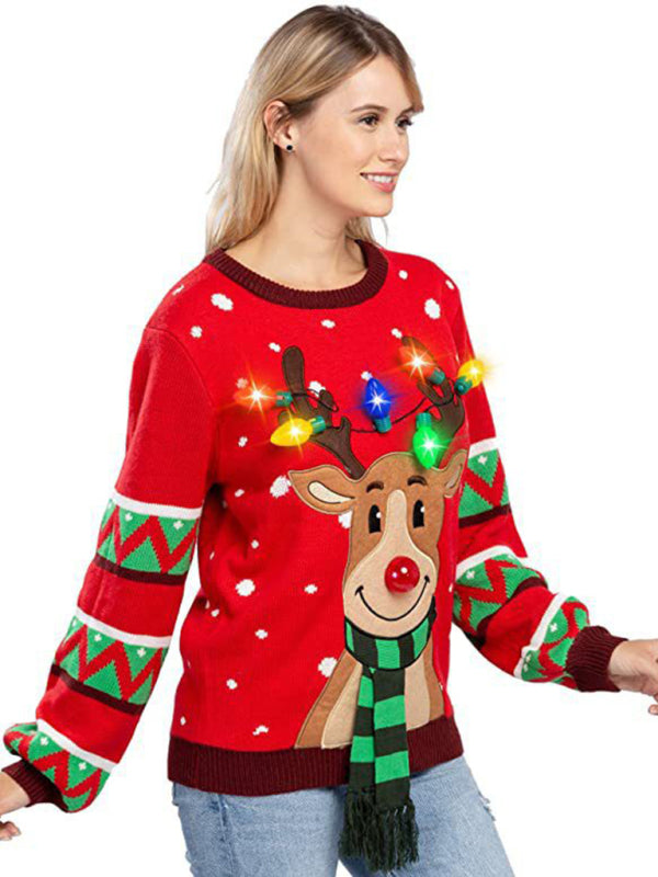 Festive Reindeer LED Christmas Sweater