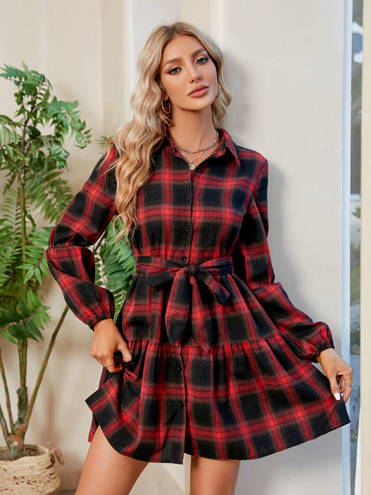 Christmas Plaid Babydoll Dress