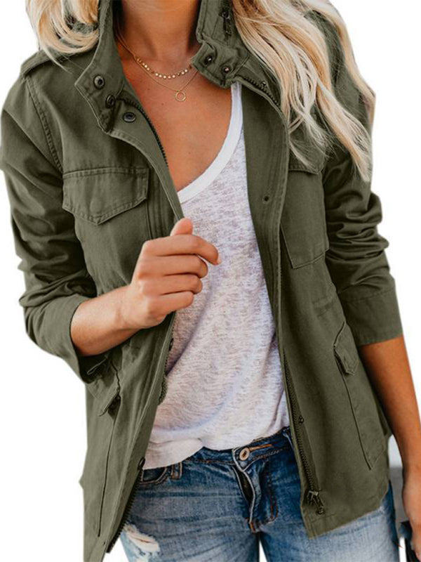 Slim Trendy Multi-Pocket Zipper Jacket