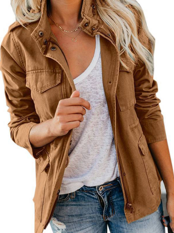 Slim Trendy Multi-Pocket Zipper Jacket