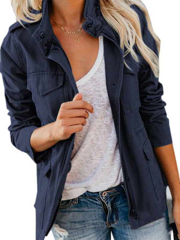 Slim Trendy Multi-Pocket Zipper Jacket