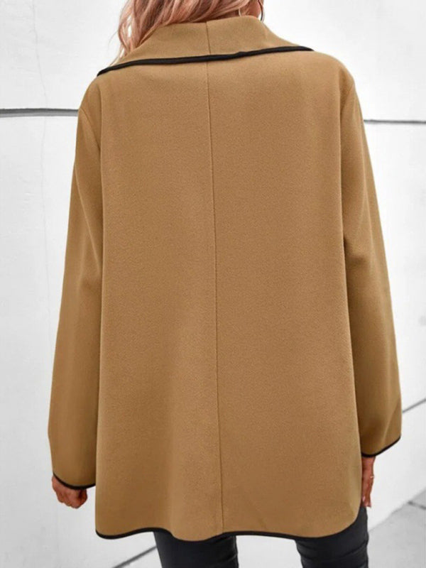 Women's Elegant Long-Sleeve Loose Woollen Jacket