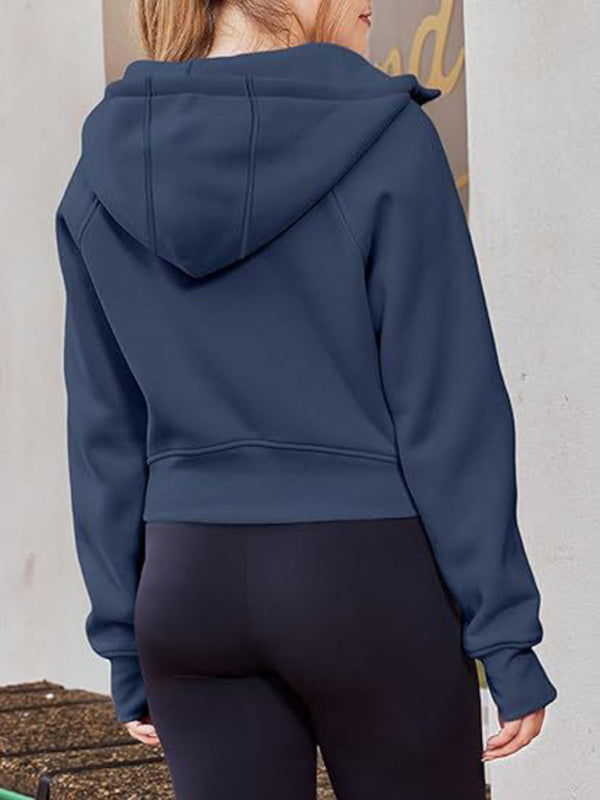 Hooded Zipper Short Casual Sweatshirt