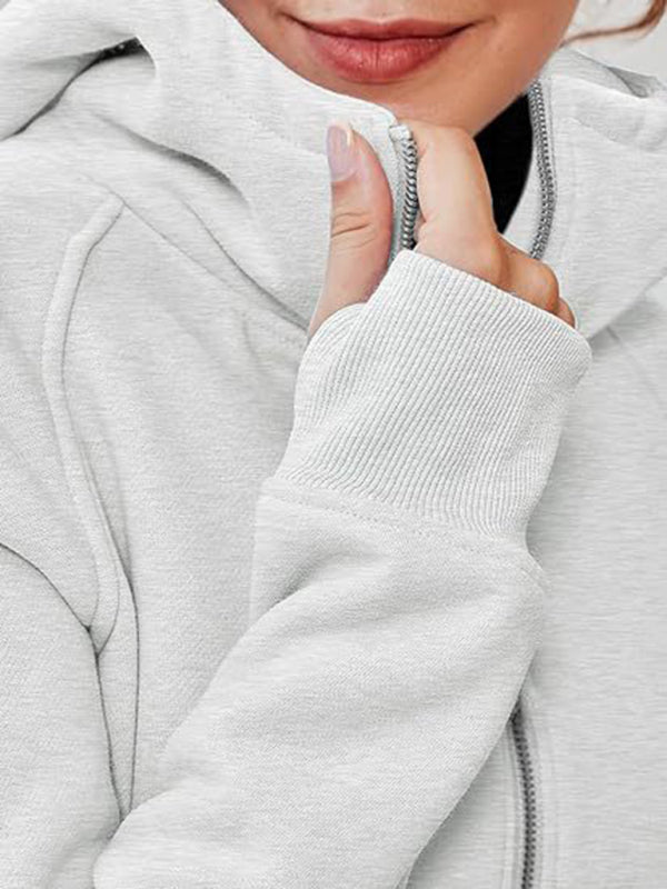 Hooded Zipper Short Casual Sweatshirt