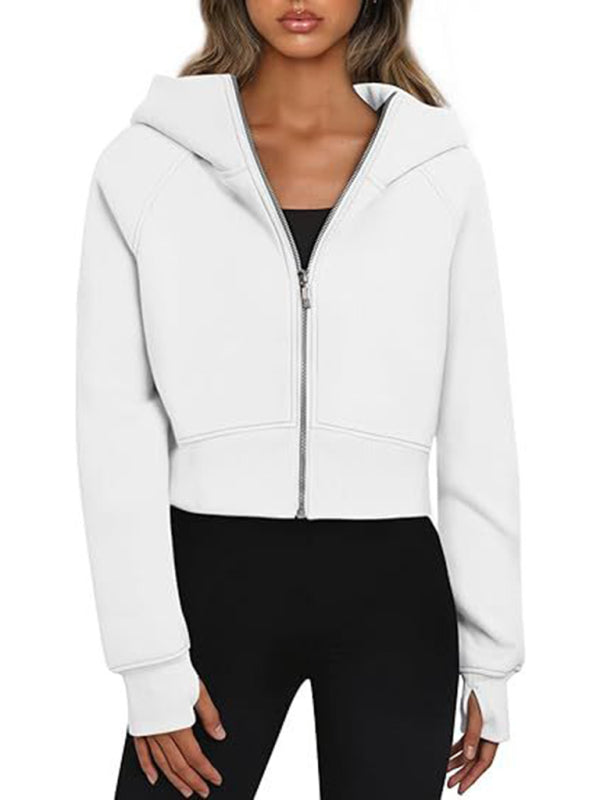 Hooded Zipper Short Casual Sweatshirt