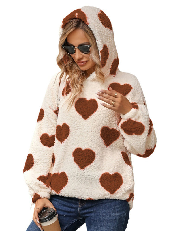 Women's Christmas/Valentine's Day Hooded Pullover Sweatshirt