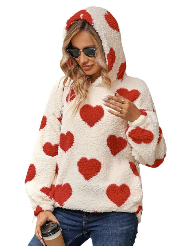 Women's Christmas/Valentine's Day Hooded Pullover Sweatshirt