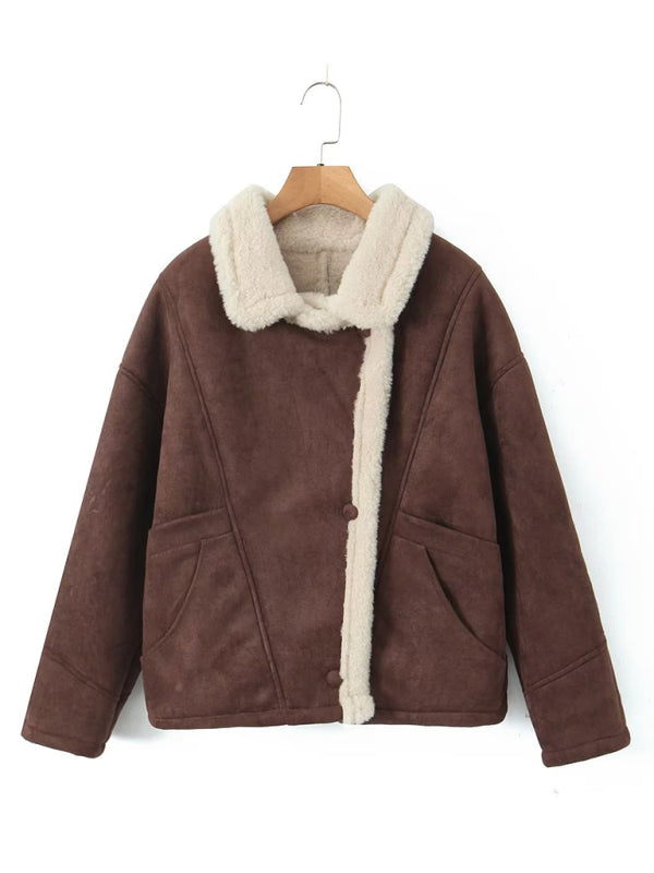 Women's New Retro Casual Lamb Wool Jacket