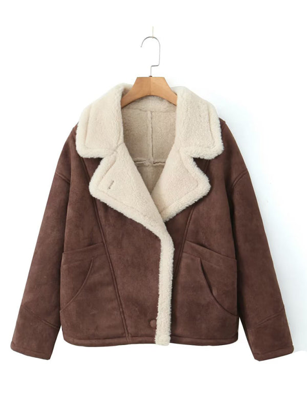 Women's New Retro Casual Lamb Wool Jacket