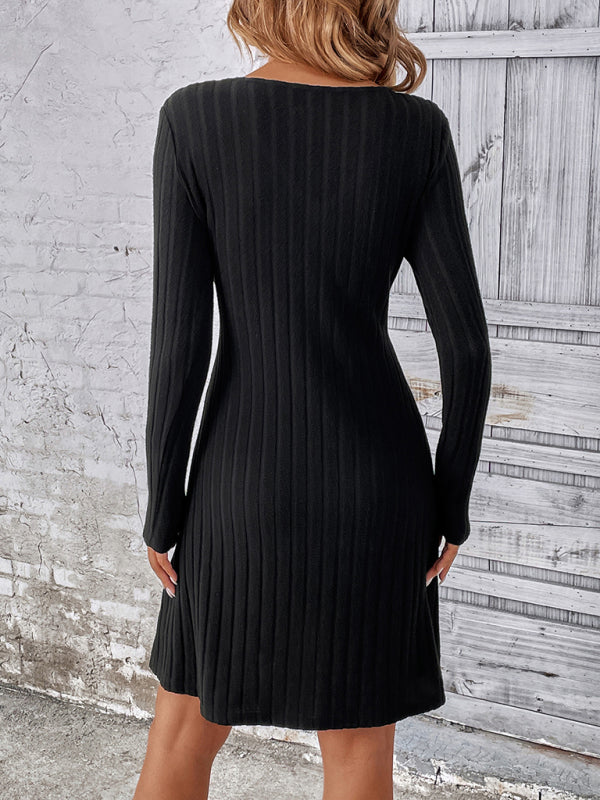 Button Long-Sleeve Dress