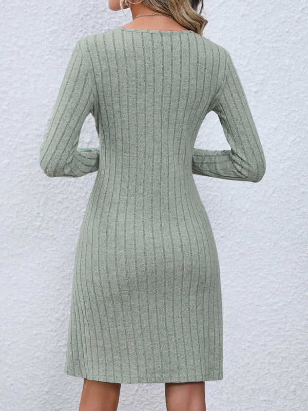 Button Long-Sleeve Dress