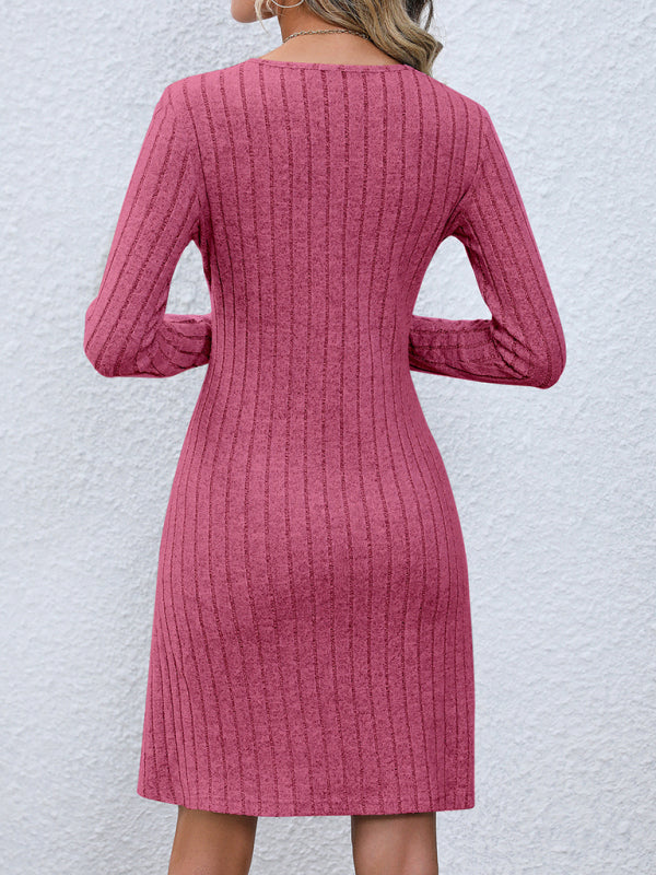 Button Long-Sleeve Dress