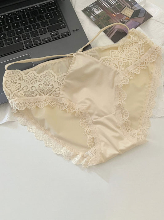 Lace Trim Self-Design Panties