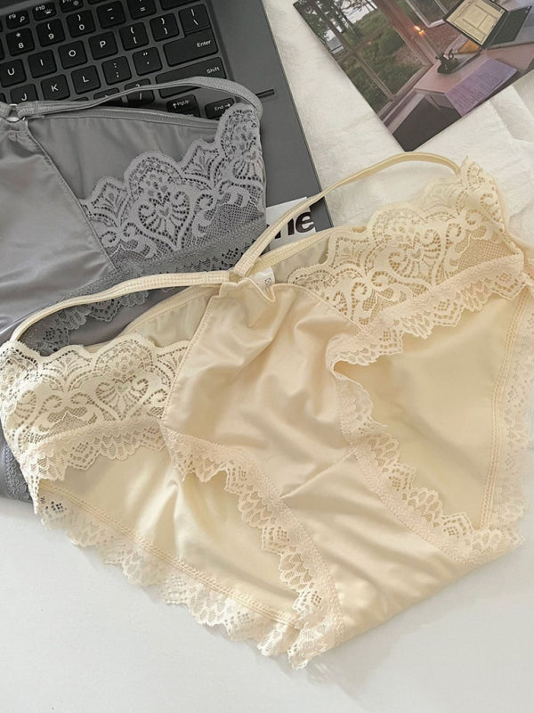 Lace Trim Self-Design Panties