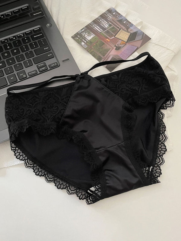 Lace Trim Self-Design Panties