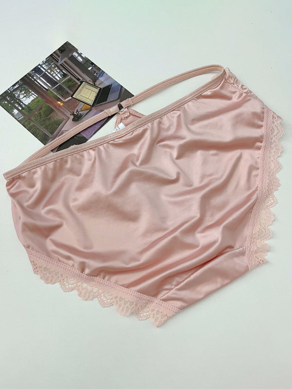 Lace Trim Self-Design Panties
