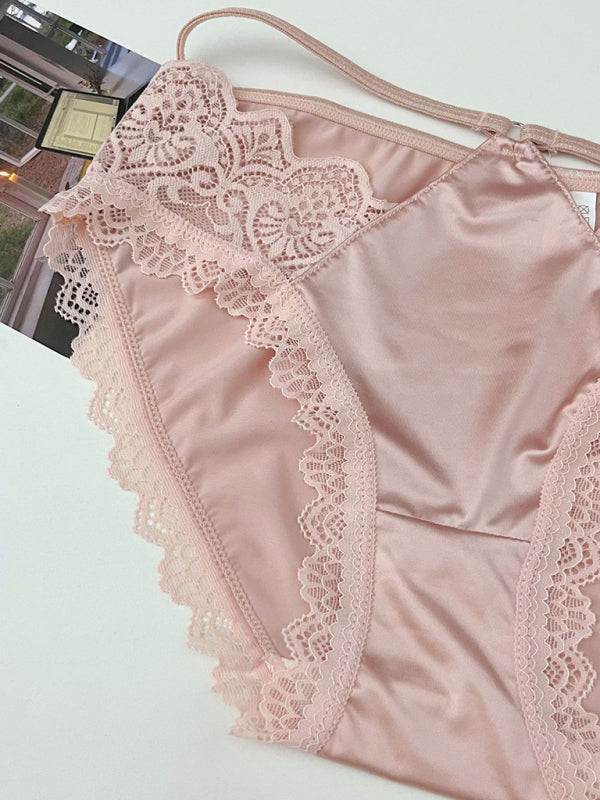 Lace Trim Self-Design Panties