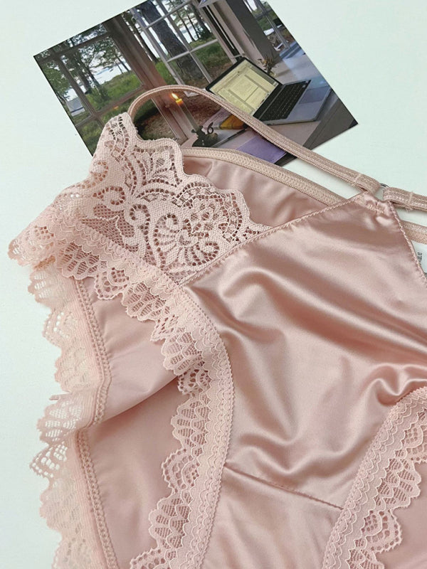 Lace Trim Self-Design Panties
