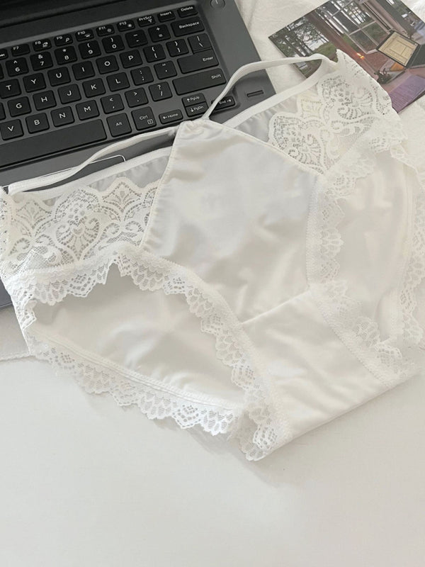 Lace Trim Self-Design Panties