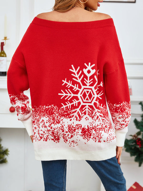 Women's Christmas Casual Boat-Neck Sweater