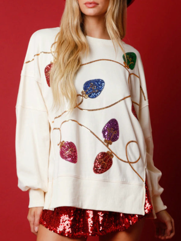 Women's Christmas Sequined Pullover Sweatshirt