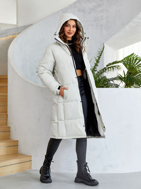 Warm Windproof Zipper Thickened Long Coat