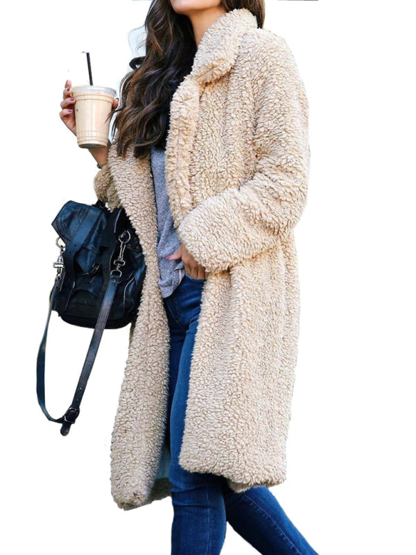 Women's Loose Long-Sleeve Lapel Plush Jacket