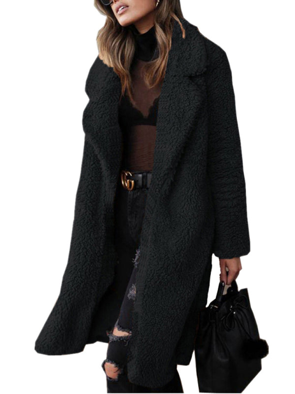 Women's Loose Long-Sleeve Lapel Plush Jacket