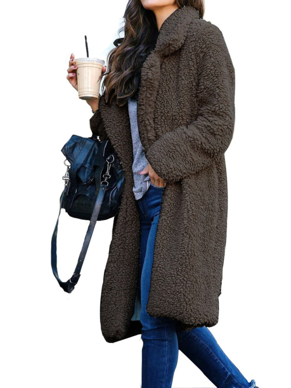 Women's Loose Long-Sleeve Lapel Plush Jacket